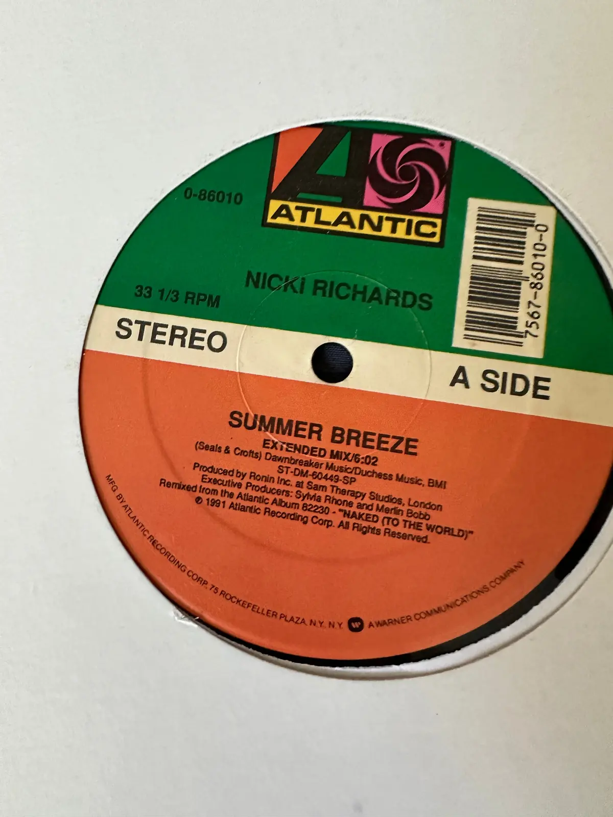 Nicki Richards Summer Breeze 12”  Lp Vinyl 1991 1