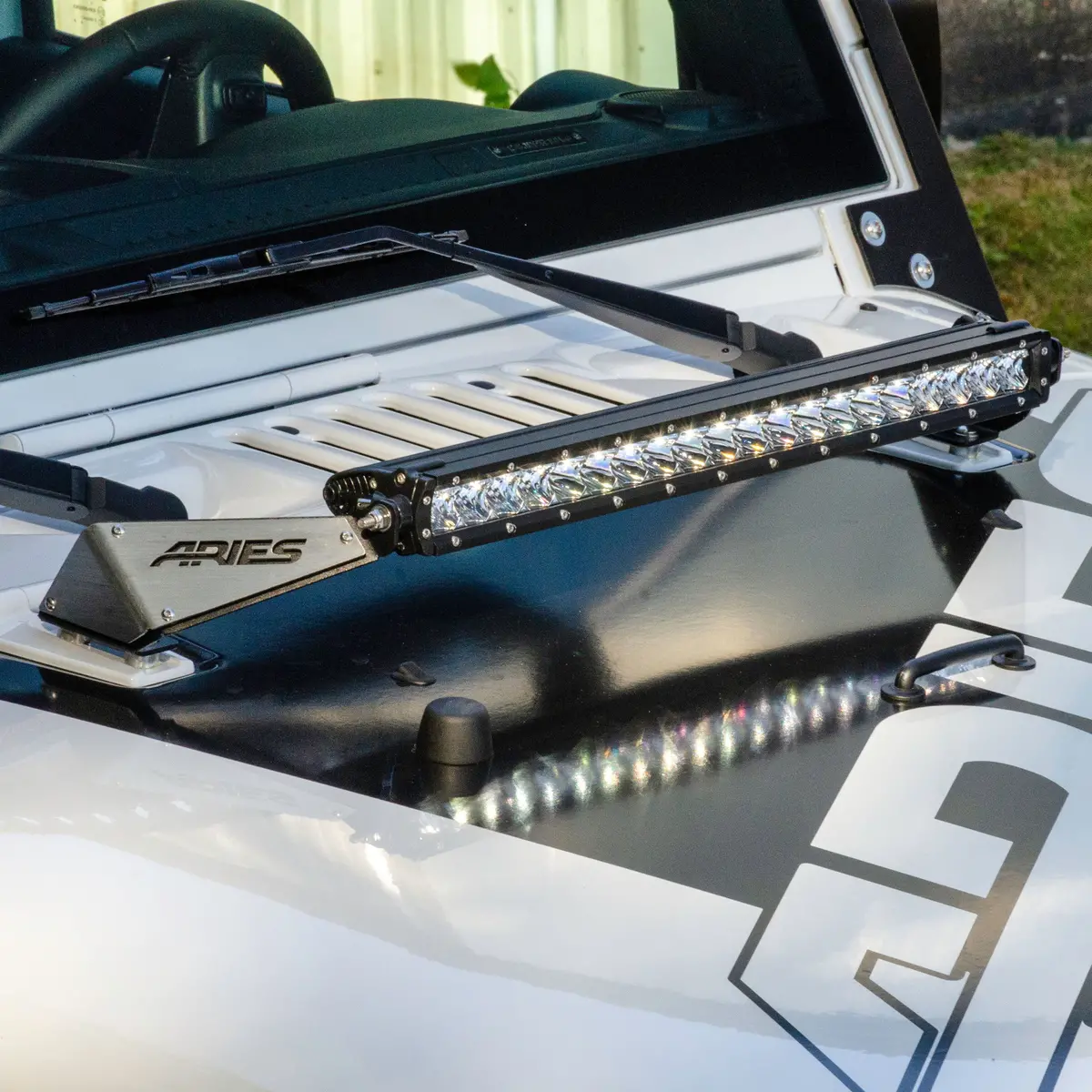 Aries 1501300 20-Inch Led Light Bar For Jeep Wrangler Jk And Hood Mount Brackets, 9,800-Lumen Combo Beam 1