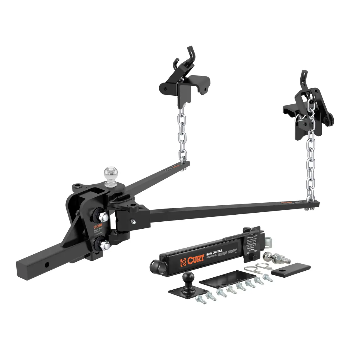 Curt 17422 Short Trunnion Bar Weight Distribution Hitch With Sway Control, Up To 15,000 Lbs., 2-Inch Shank, 2-5/16-Inch Ball 1