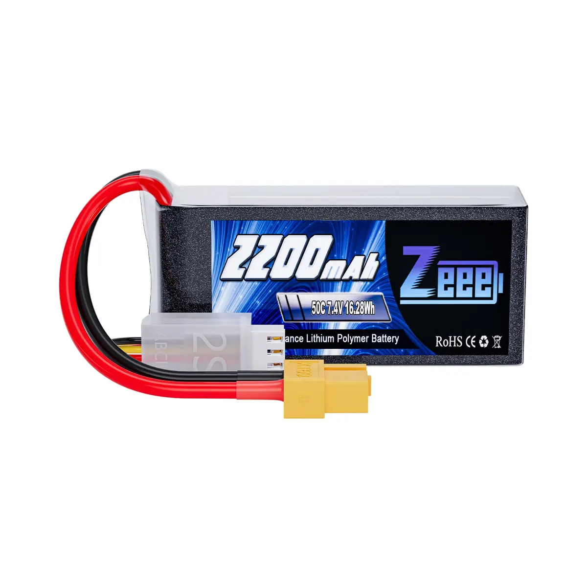 Zeee 2S 2200Mah Shorty Lipo Battery 7.4V 50C Rc Battery With Xt60 Connector Soft Pack For 1/16 Slash Rc Car Rc Truck Rc Helicopter Airplane Quadcopter Drone Rc Boat Racing Models 1
