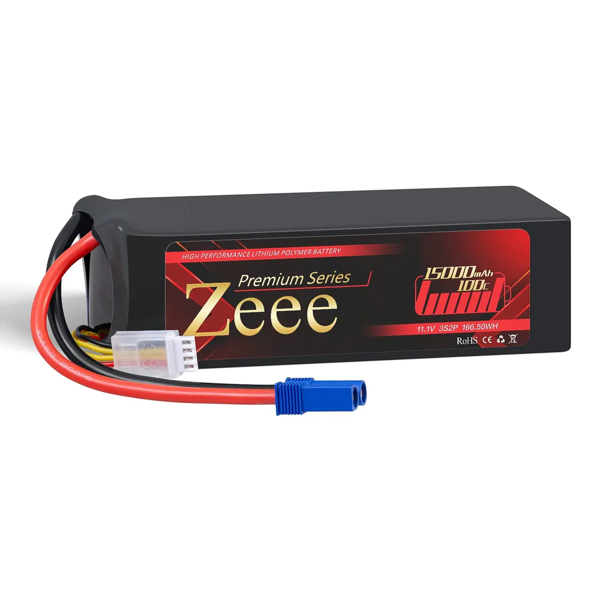 Zeee Premium Series 3S Lipo Battery 15000Mah 11.1V 100C Soft Case Ec5 Connector With Metal Plates For Rc Car 1