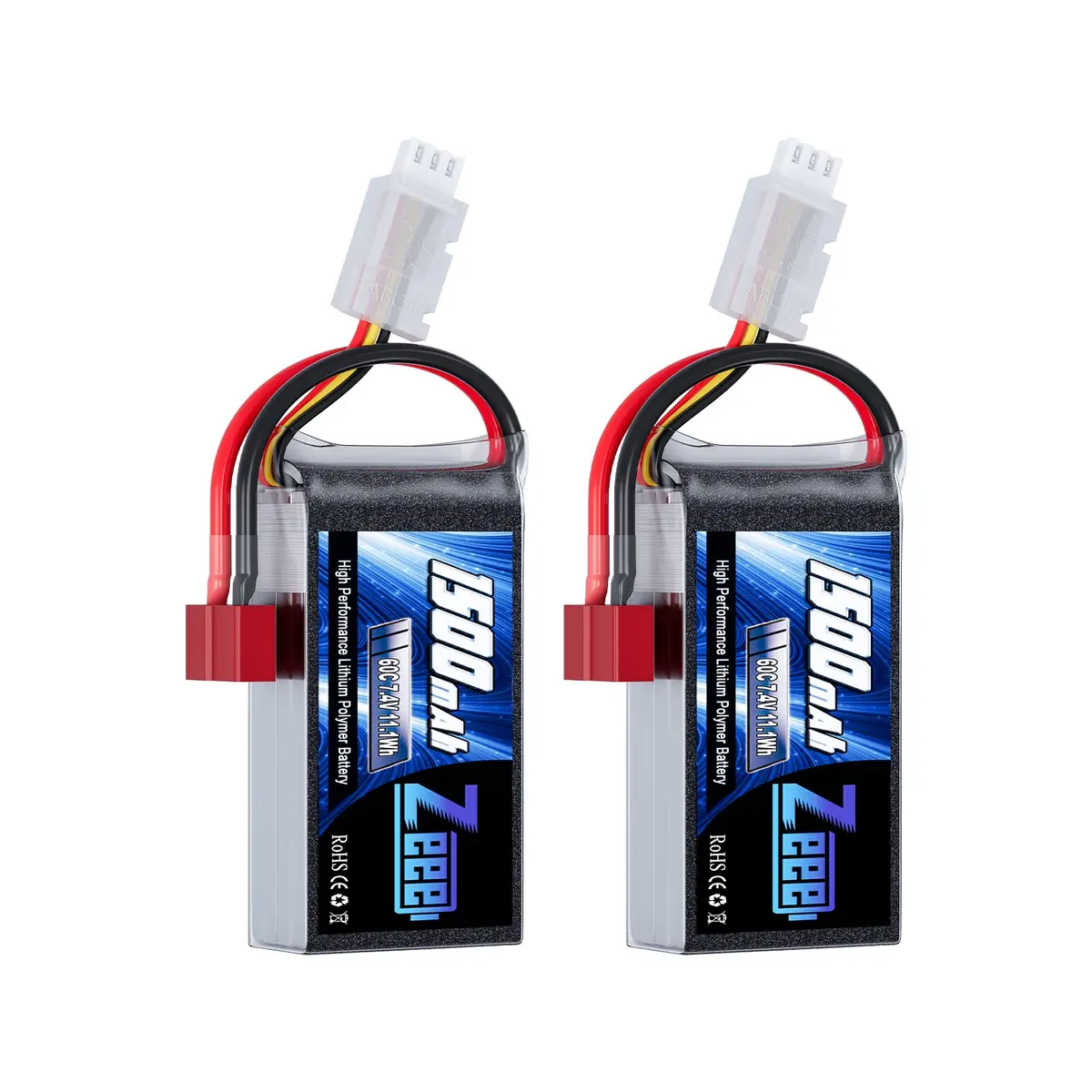 Zeee 2S Lipo Battery 1500Mah 7.4V 60C With Deans Plug For Rc Models(2 Pack) 1