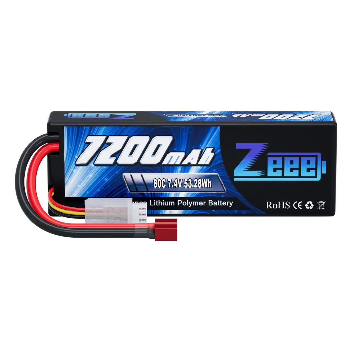 Zeee 2S Lipo Battery 7200Mah 7.4V 80C Hard Case With Deans T Style Connector For Rc Car 1