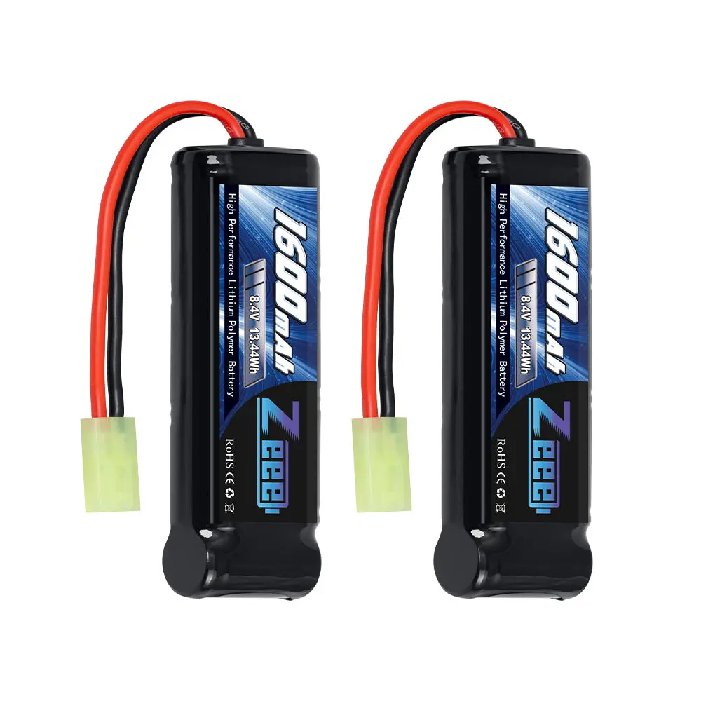 Zeee Airsoft Battery 8.4V 1600Mah Nimh Battery With Mini Tamiya Plug For Airsoft Guns(2 Pack) 1