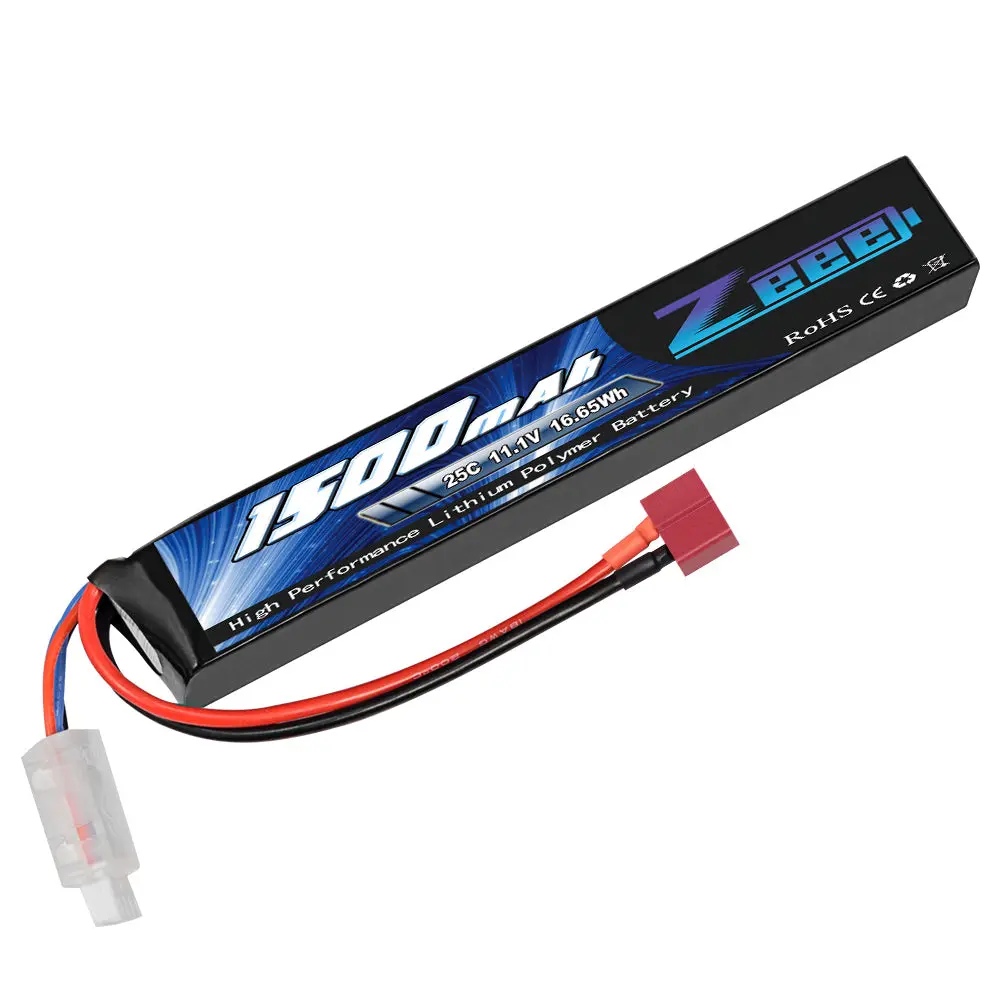 Zeee 3S Airsoft Lipo Battery 1500Mah 11.1V 25C 3S Stick Battery With Deans T Plug And Jst Xh Connector For Airsoft Models Guns Rifle 1