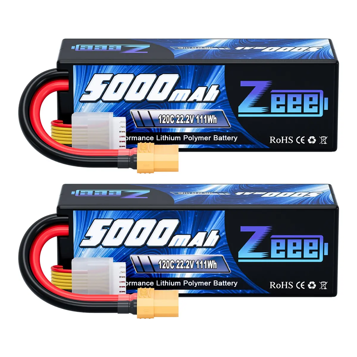Zeee 6S 5000Mah Lipo Battery 22.2V 120C Hard Case Battery With Xt90 Connector For Rc Car Trucks Airplane Helicopter Quadcopter Boat Racing Models (2 Pack) 1