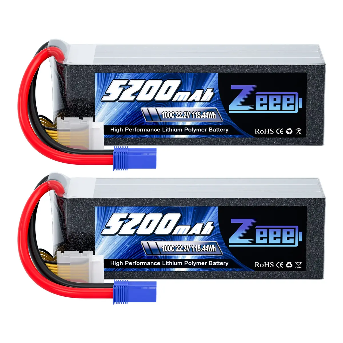 Zeee 6S Lipo Battery 5200Mah 22.2V 100C With Ec5 Connector For Rc Car Rc Models(2 Pack) 1