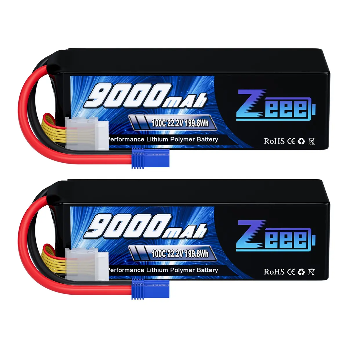 Zeee 6S Lipo Battery 9000Mah 22.2V 100C Soft Case With Ec5 Connector With Metal Plates For Rc Car Rc Models(2 Pack) 1