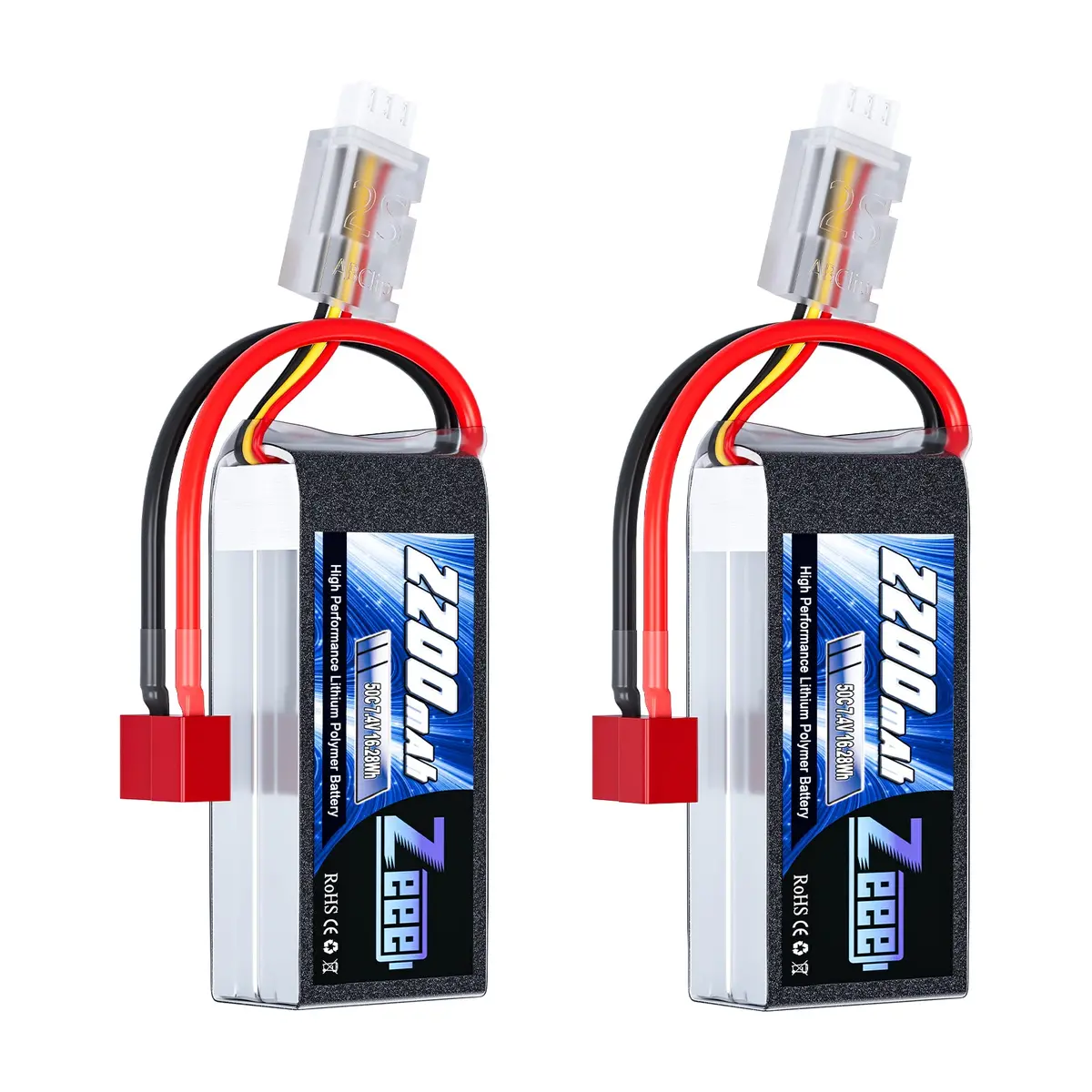 Zeee 2S 2200Mah Shorty Lipo Battery 7.4V 50C Rc Battery With Deans Connector Soft Pack For Airplane Quadcopter Drone Rc Boat Racing Models (2 Pack) 1