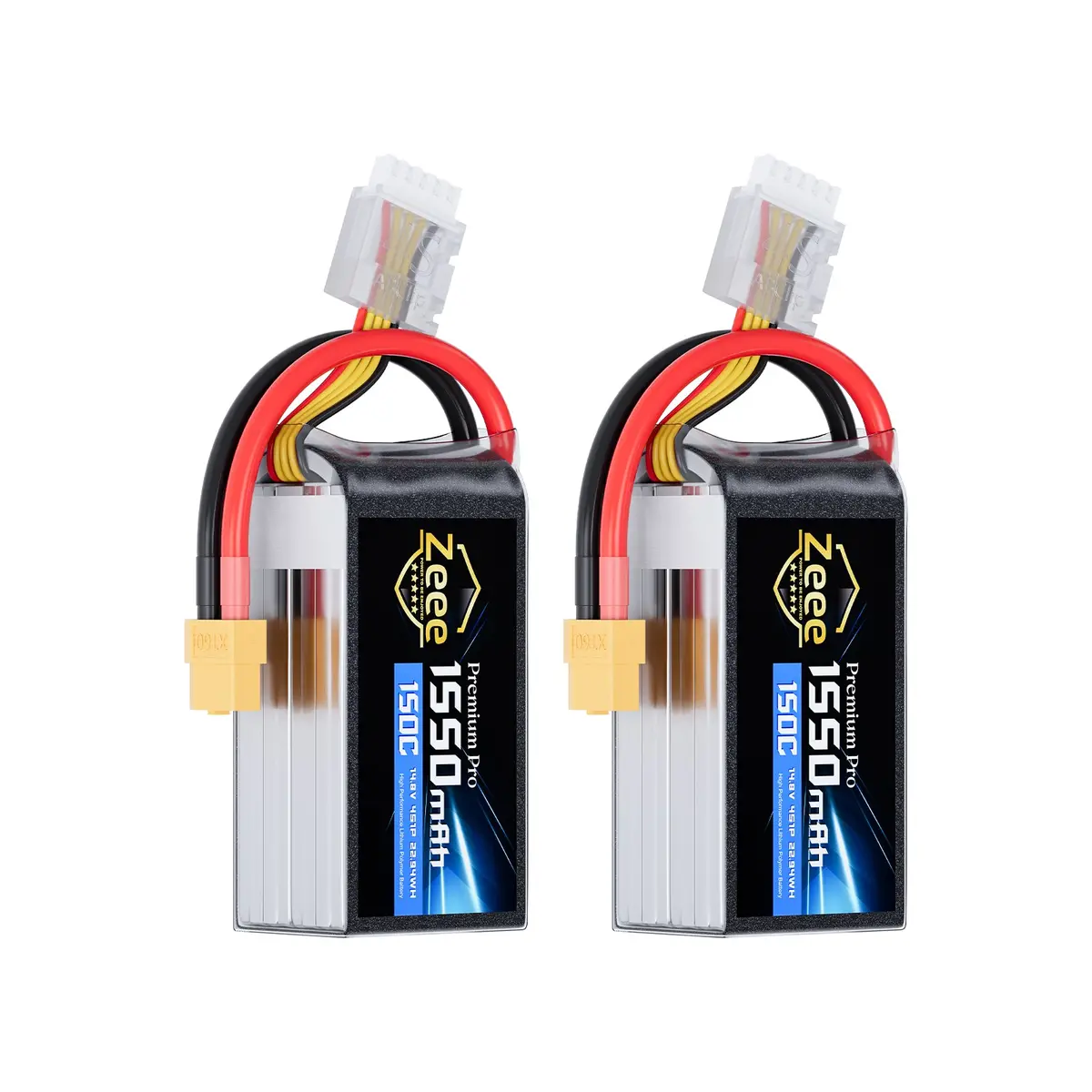 Zeee Premium Pro 1550Mah 4S Lipo Battery 14.8V 150C Ultra-Low Ir Soft Pack Rc Battery With Xt60 Plug For Fpv Drone Quadcopter Racing Helicopter Airplane Rc Boat Rc Car Rc Models(2 Pack) 1