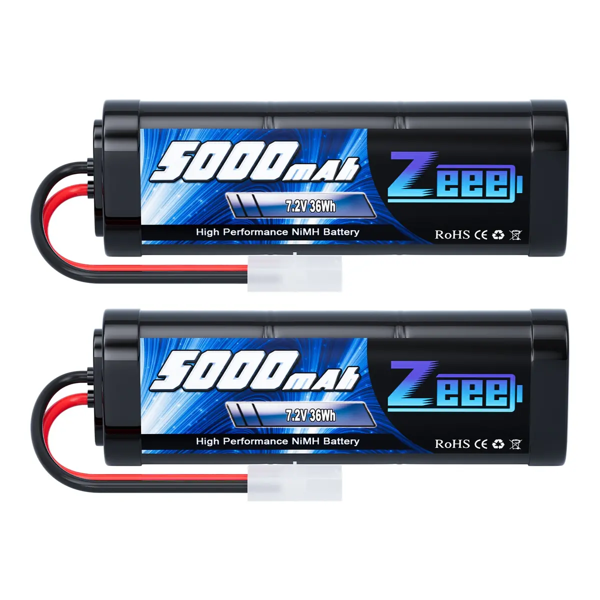 Zeee 7.2V 5000Mah Nimh Battery With Tamiya Plug 6-Cell Rechargeable Battery Pack For Rc Car Rc Models(2 Pack) 1