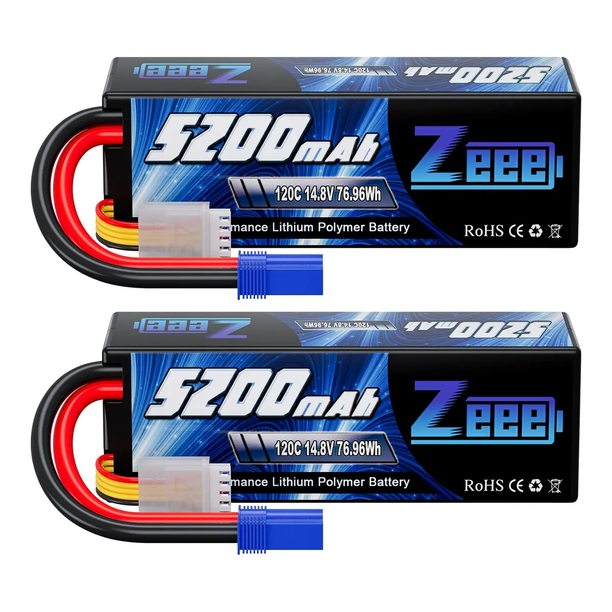 Zeee 4S Lipo Battery 5200Mah 14.8V 120C Hard Case  With Ec5 Plug For Rc Car Rc Models(2 Pack) 1