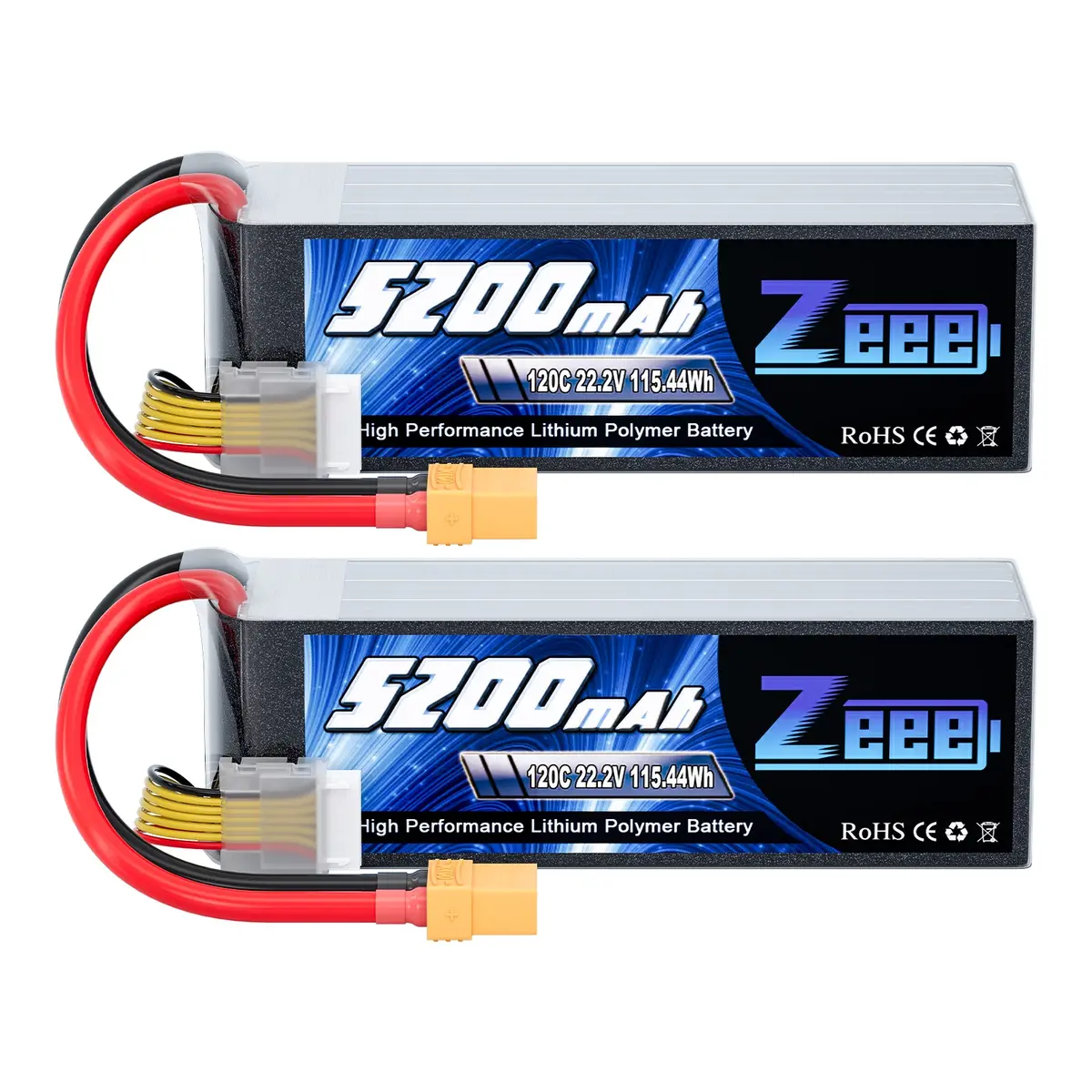 Zeee 6S Lipo Battery 5200Mah 22.2V 120C Soft Case With Xt90 Connector For Rc Car Rc Models (2 Pack) 1