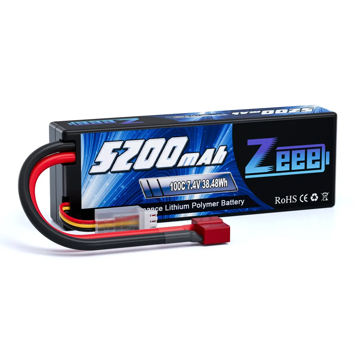 Zeee 2S Lipo Battery 5200Mah 7.4V 100C Deans T Connector For Rc Car Buggy Losi 1/10 Scale Racing Model 1