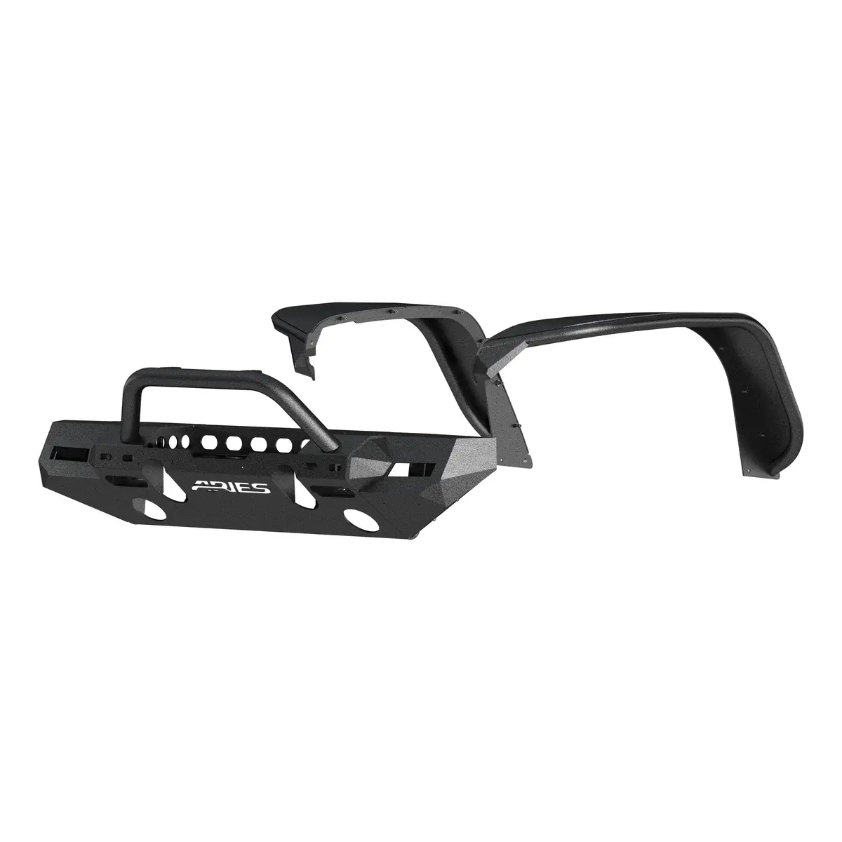 Aries 2082096 Trailchaser Black Aluminum Jeep Wrangler Jl Front Bumper And Fender Flares 1
