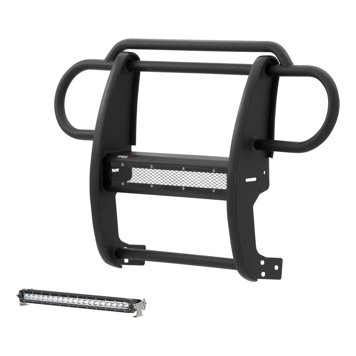 Aries 2170000 Pro Series Black Steel Grill Guard With 20-Inch Led Light Bar, Select Jeep Wrangler Jk 1