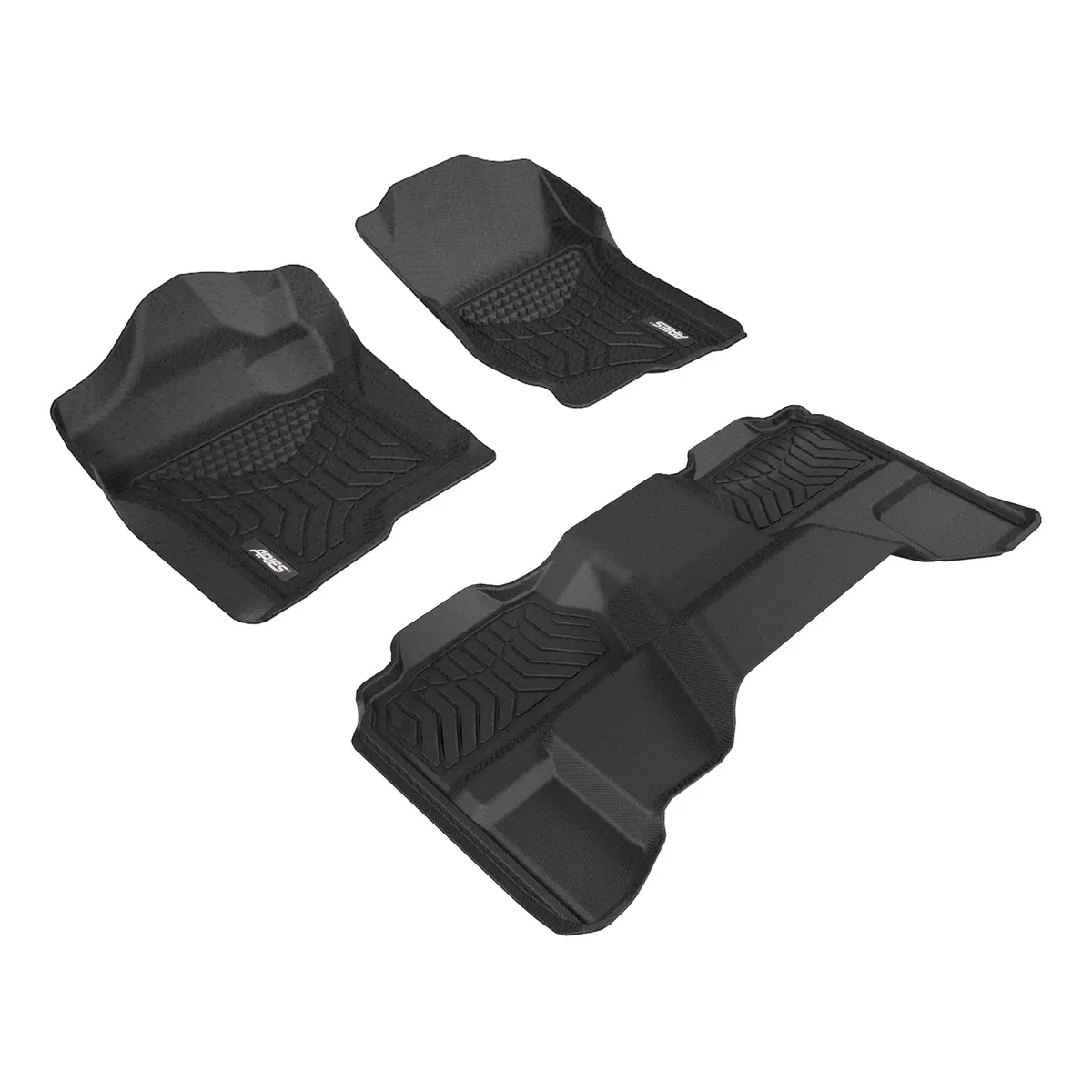 Aries 2800909 Styleguard Xd Black Custom Floor Liners, Select Chevy Silverado, Gmc Sierra 1500, 2500, 3500 Extend Cab, 1St, 2Nd Row 1