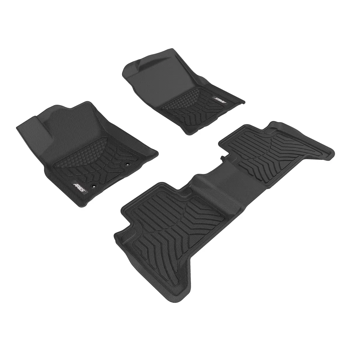 Aries 2807009 Styleguard Xd Black Custom Floor Liners, Select Toyota Tacoma Crew Cab, 1St And 2Nd Row 1
