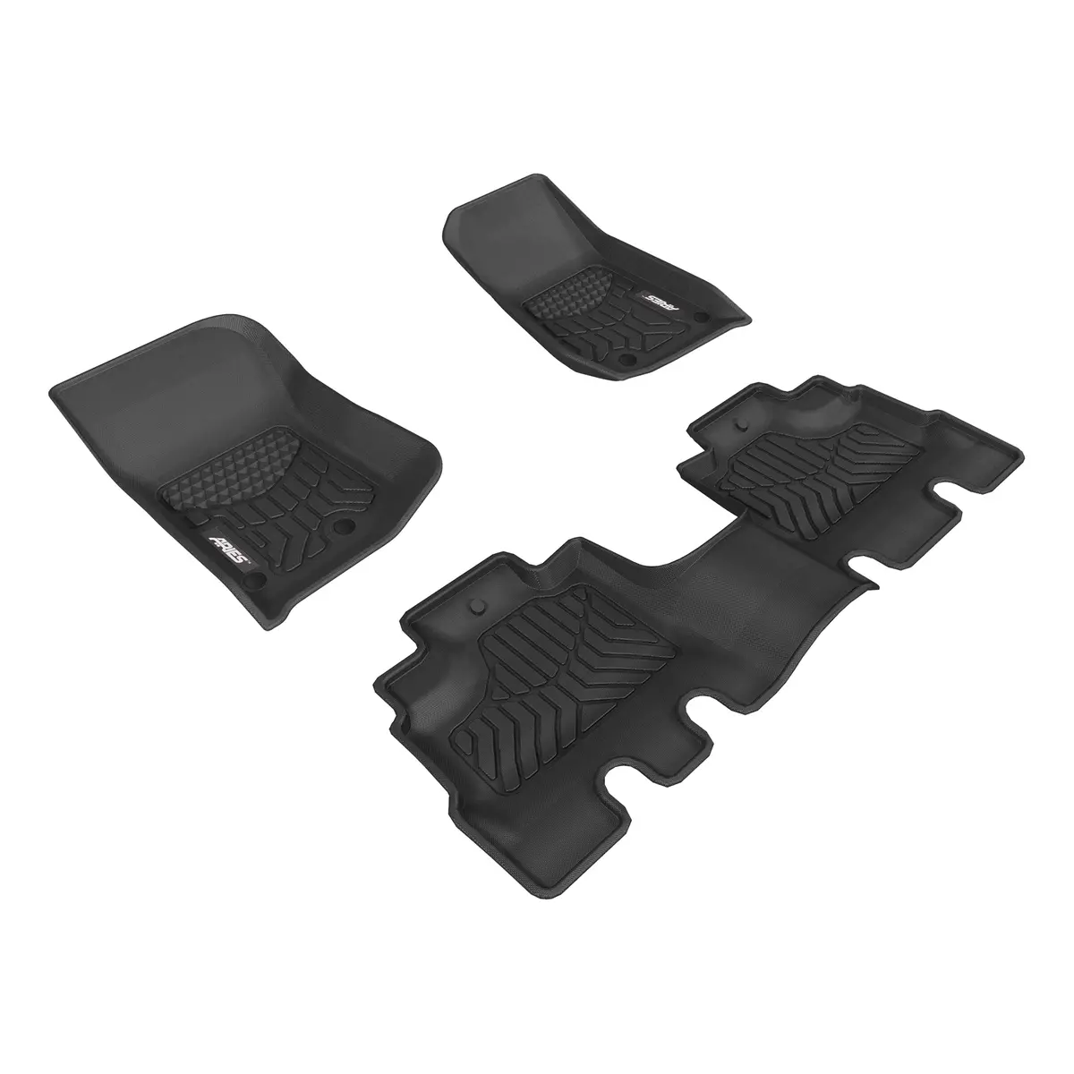 Aries 2809109 Styleguard Xd Black Custom Floor Liners, Select Jeep Wrangler Jk Unlimited, 1St And 2Nd Row 1