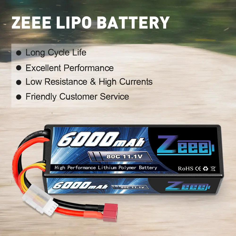 Zeee 3S Lipo Battery 11.1V 6000Mah 80C Hard Case Battery With Deans Connector For Rc Plane Rc Airplane Rc Helicopter Dji Quadcopter Rc Car Truck Boat 5