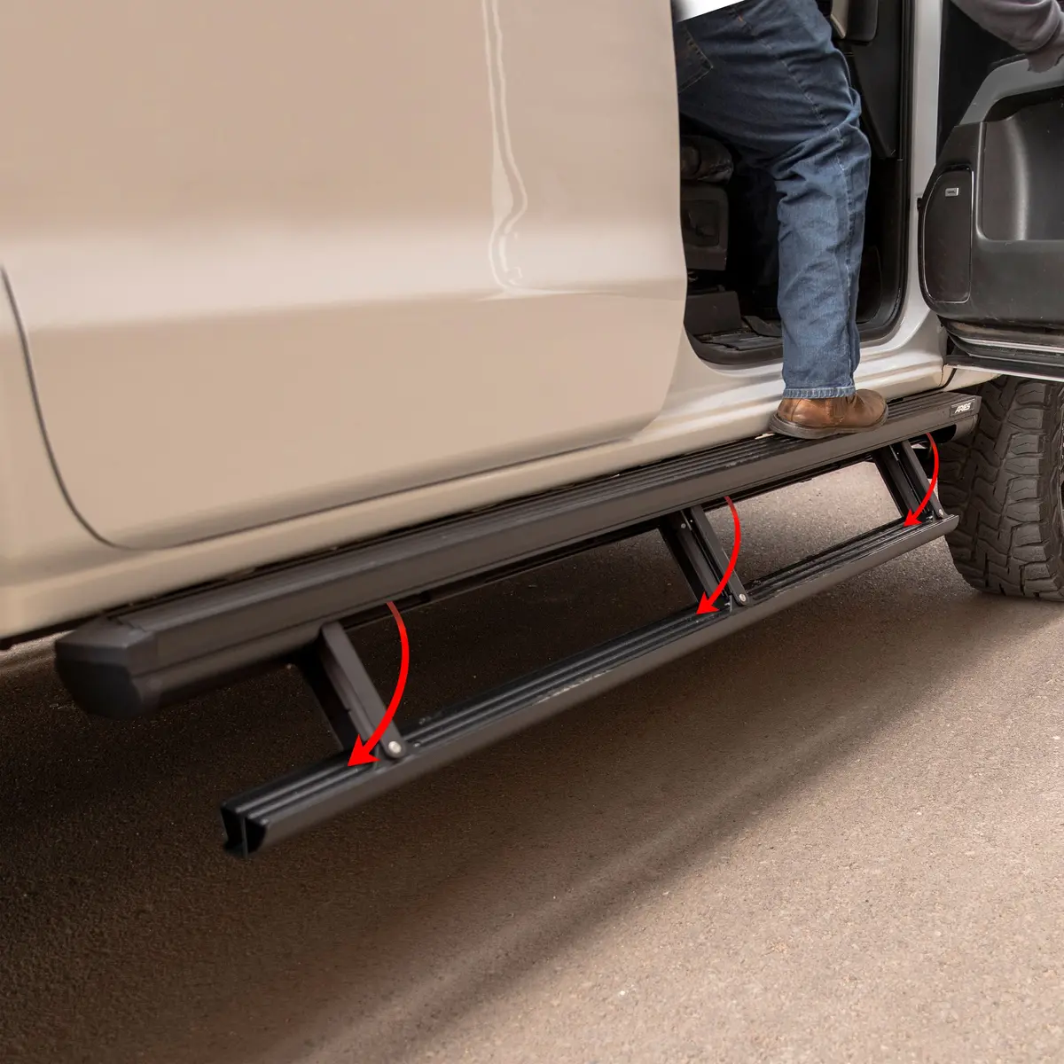 Aries 3047902 Actiontrac 79-Inch Powered Running Boards, Retractable Side Steps, Select Chevrolet Silverado, Gmc Sierra 1500, 2500, 3500 Crew Cab 1
