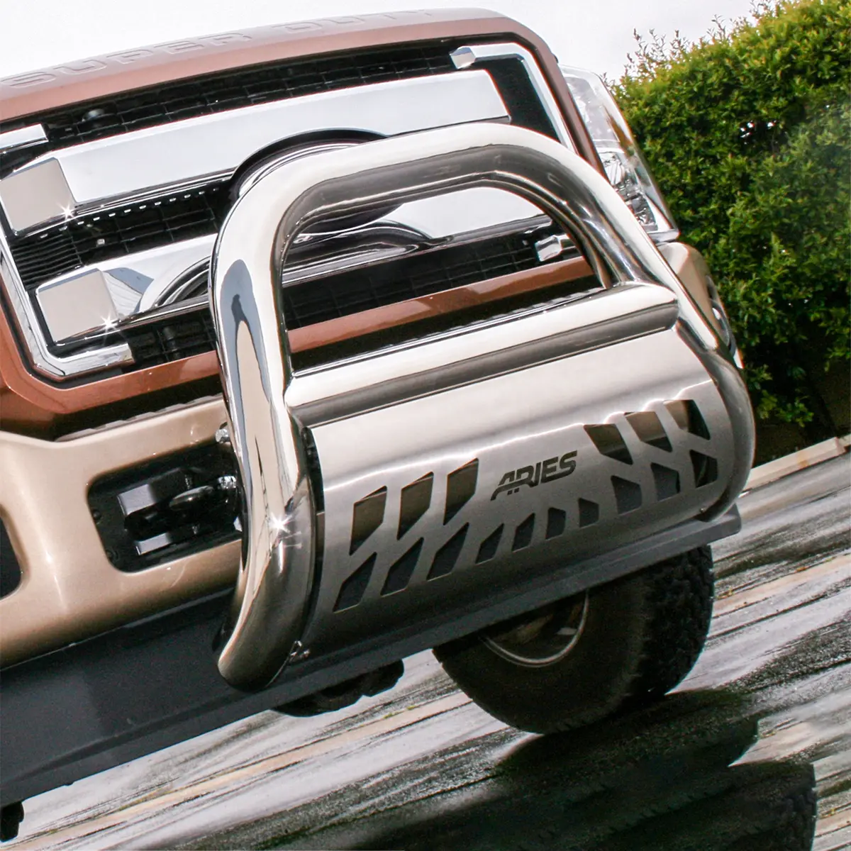 Aries 45-3012 Big Horn 4-Inch Polished Stainless Steel Bull Bar, Select Ford F-250, F-350, F-450, F-550 Super Duty 1