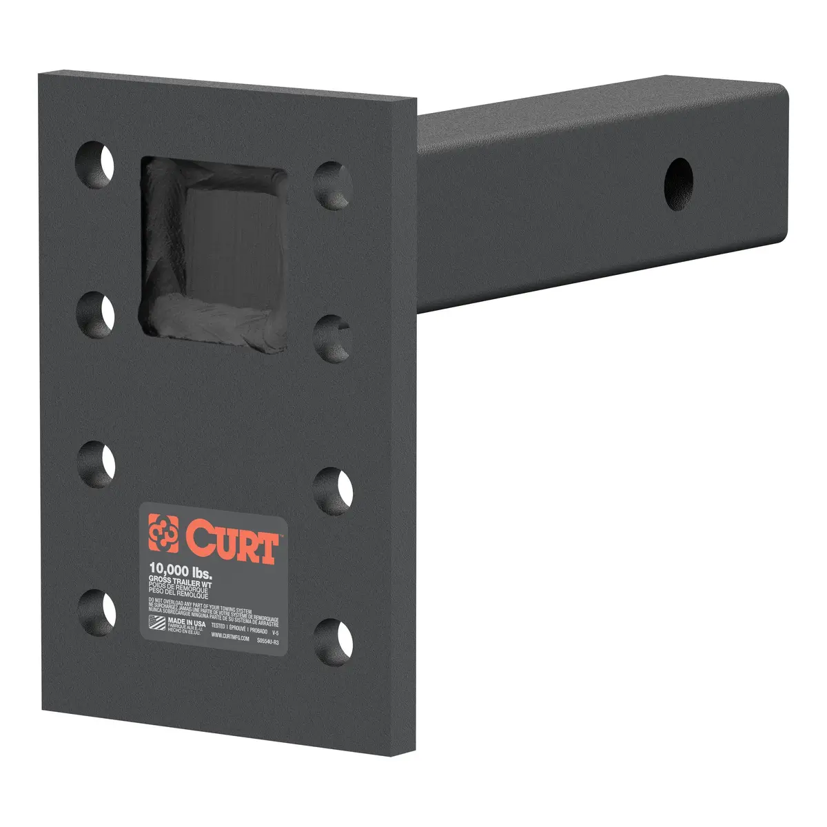 Curt 48324 Adjustable Pintle Mount For 2-Inch Hitch Receiver, 10,000 Lbs., 6-1/2-Inch Drop, 8-Inch Length 1