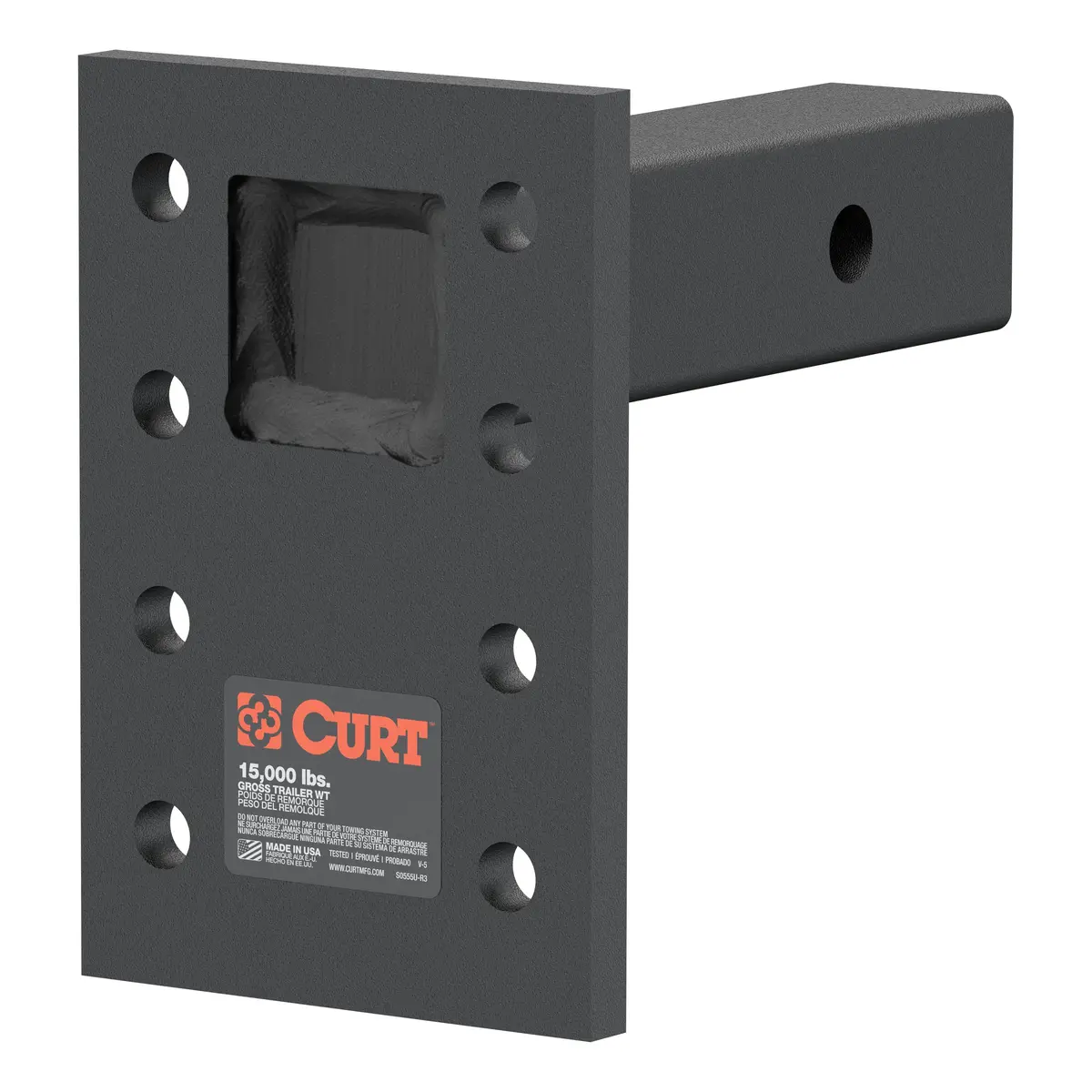 Curt 48328 Adjustable Pintle Mount For 2-Inch Hitch Receiver, 15,000 Lbs., 6-1/2-Inch Drop, 6-Inch Length 1
