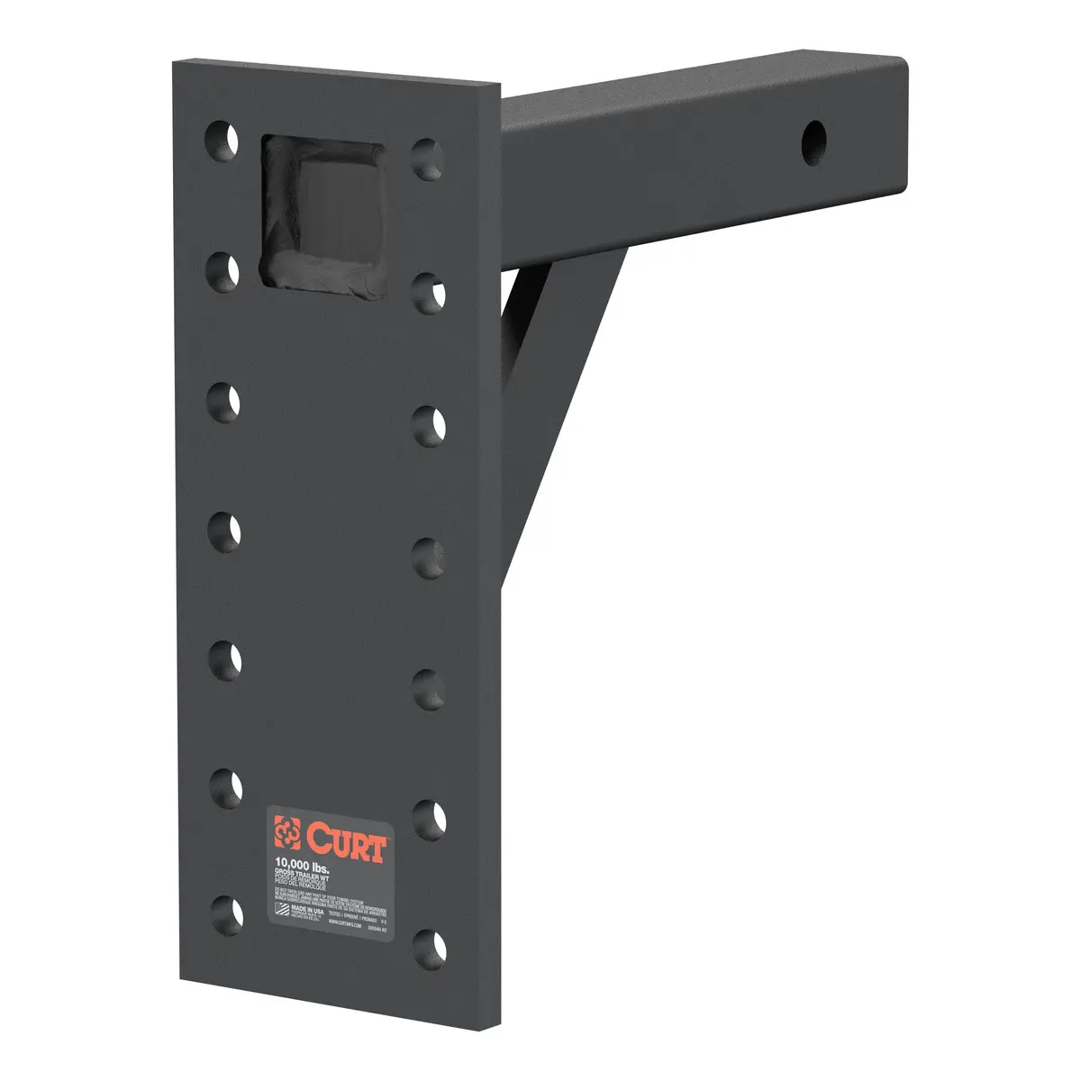 Curt 48341 Adjustable Pintle Mount For 2-Inch Hitch Receiver, 10,000 Lbs., 11-1/2-Inch Drop, 10-Inch Length 1