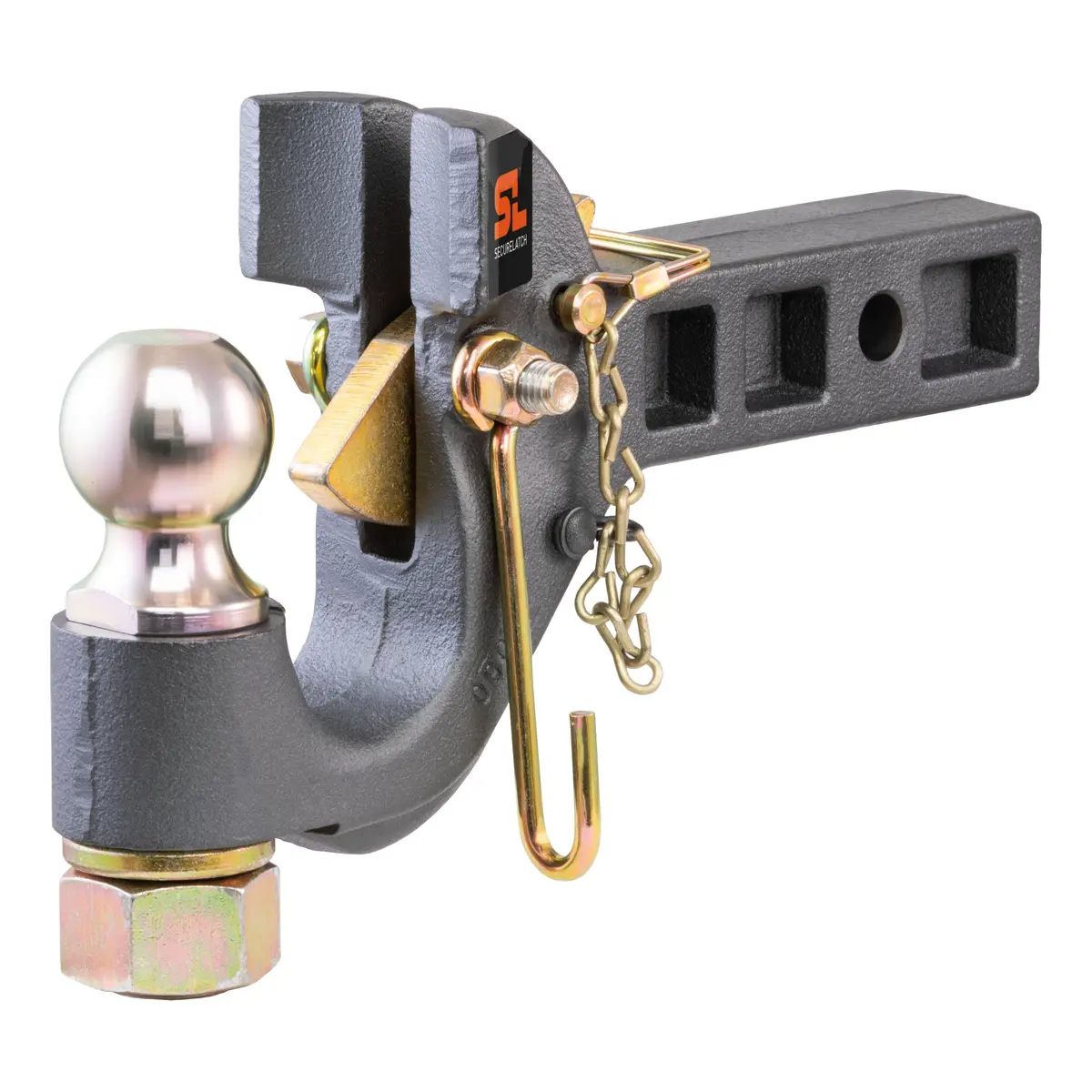 Curt 48407 Securelatch Receiver-Mount 2-In Ball And Pintle Hitch Combination, 2-Inch Shank, 14,000 Pounds 1