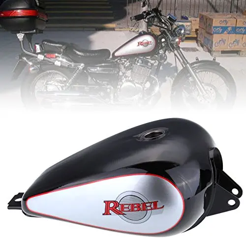 Ambienceo Fuel Gas Tank 3.4 Gallons Motorcycle Custom Stretched Gal For Honda Cmx 250 Cmx250 Rebel 1985-2014 Black Finish 1