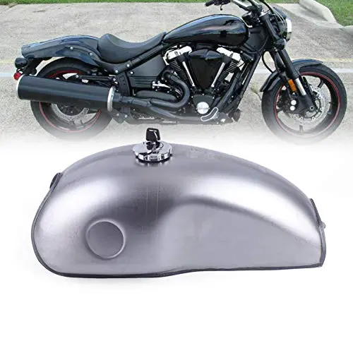 Fuel Tank Tbvechi Motorcycle Silver Cafe Racer Universal 10L/2.6 Gallon Gas Fuel Tank Steel Fit For Suzuki Yamaha Honda 1