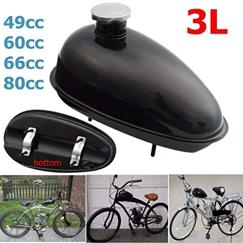 Motorcycle Bicycle 3L Fuel Gas Tank With Cap For 80Cc 60Cc 66Cc 49Cc 2