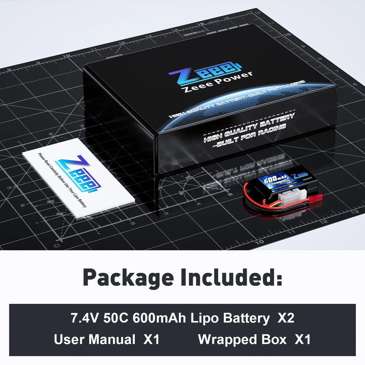 Zeee 2S Lipo Battery 600Mah 7.4V 50C With Jst Connector For Fpv Helicopter Airplane Rc Boat Racing Drone Quadcopter Rc Car Rc Models(2 Pack) 6