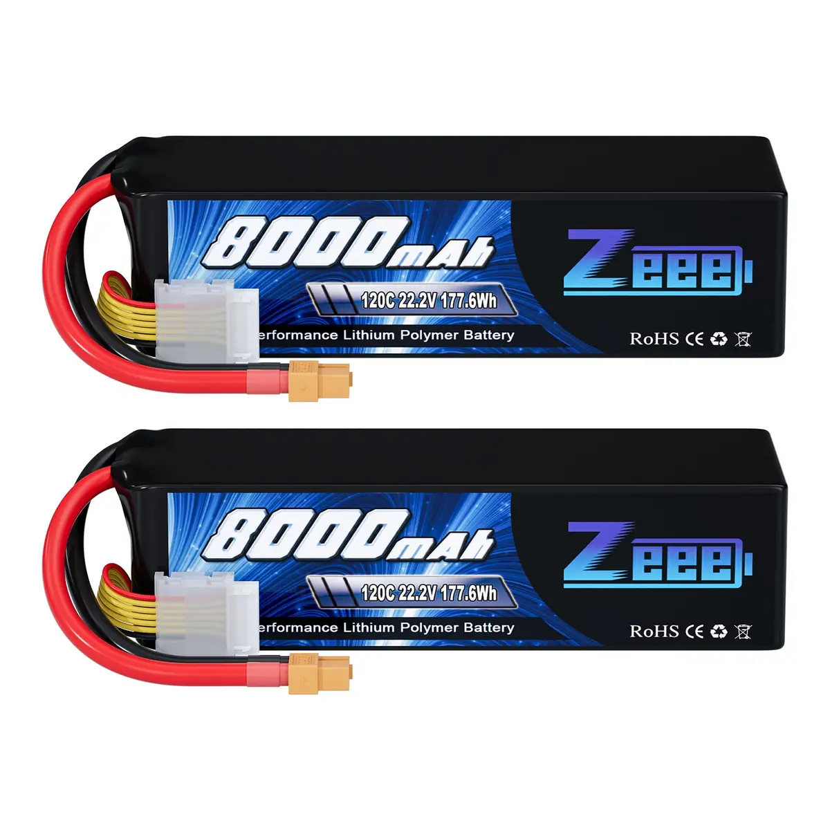 Zeee 6S Lipo Battery 8000Mah 22.2V 120C Soft Pack Rc Battery Xt60 Connector For Rc Car Truck Desert Racer Rc Drone Rc Tank Racing Hobby Models(2 Pack) 1