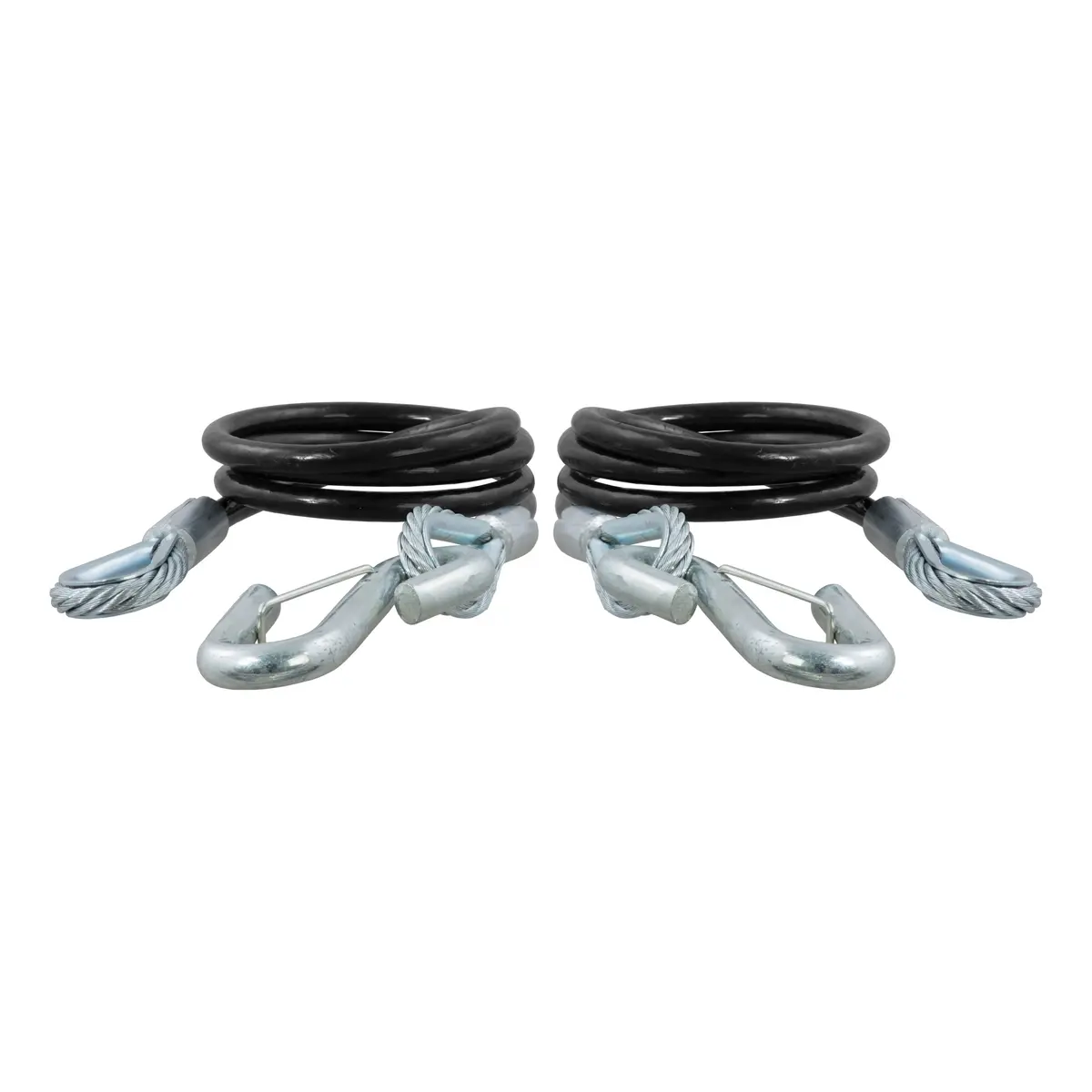 Curt 80151 44-1/2-Inch Nylon-Coated Trailer Safety Cables, 7/16-Inch Snap Hooks, 5,000 Lbs. Break Strength, 2-Pack 1