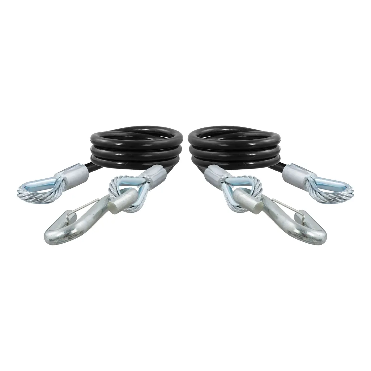 Curt 80176 44-Inch Nylon-Coated Trailer Safety Cables, 17/32-Inch Snap Hooks, 7,500 Lbs. Break Strength, 2-Pack 1