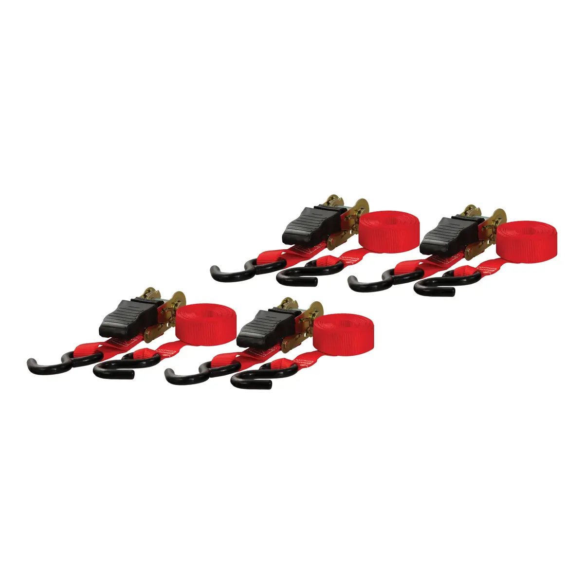 Curt 83002 1-Inch X 16-Foot Red Nylon Ratchet Straps, 1,500 Lbs. Break Strength, 4-Pack 1