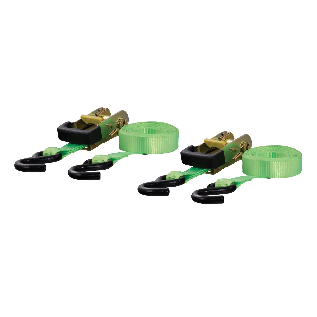 Curt 83028 1-Inch X 16-Foot Lime Green Nylon Ratchet Straps, 3,300 Lbs. Break Strength, 2-Pack 1
