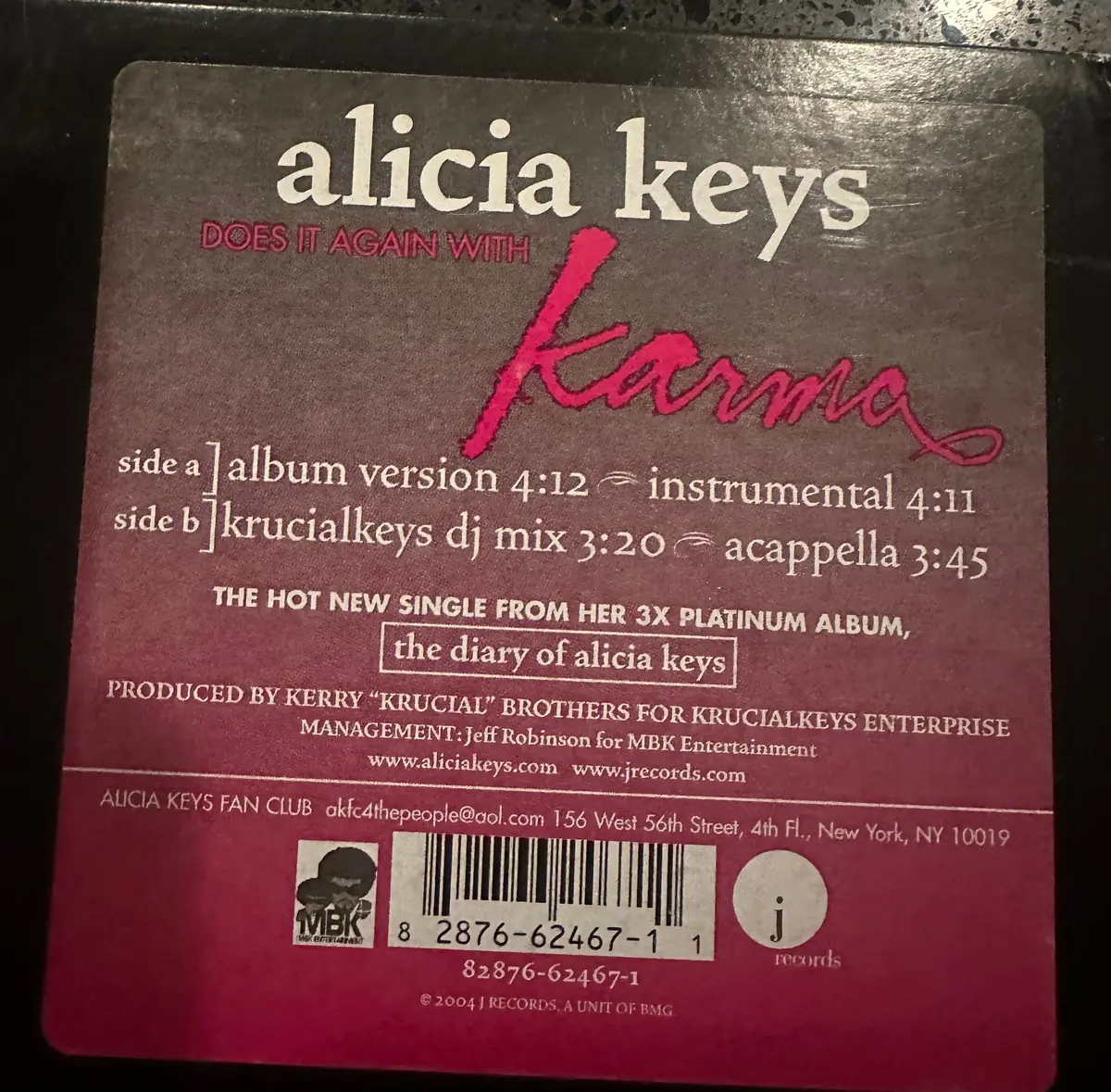 Alicia Keys - Karma 12" Single Lp Vinyl - Used 2