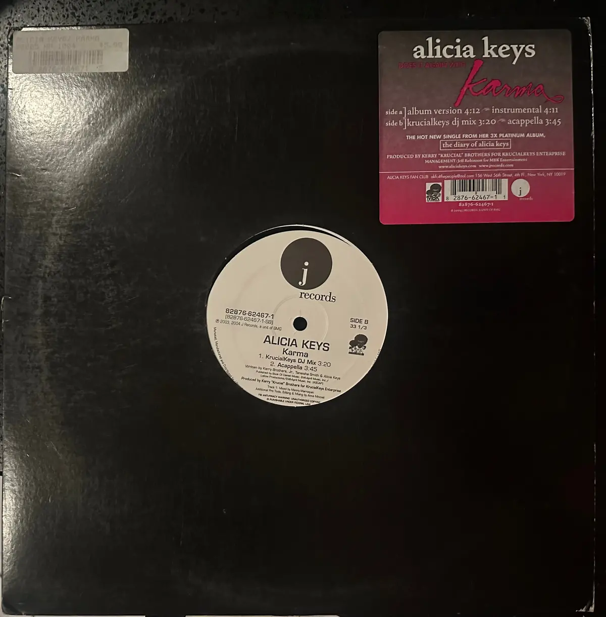 Alicia Keys - Karma 12" Single Lp Vinyl - Used 1