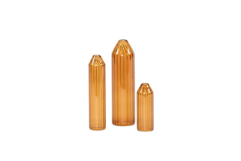 Vaas Geribbeld Amber - Set / 3 1