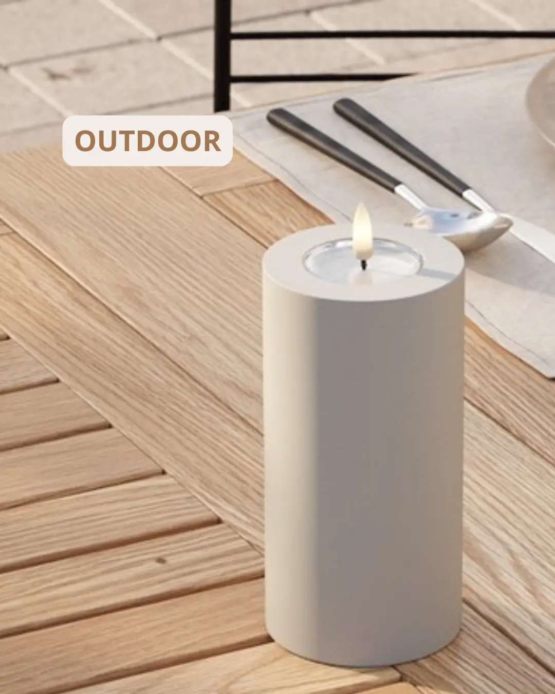 Outdoor Ledkaars - Zand 7.5X15cm 1