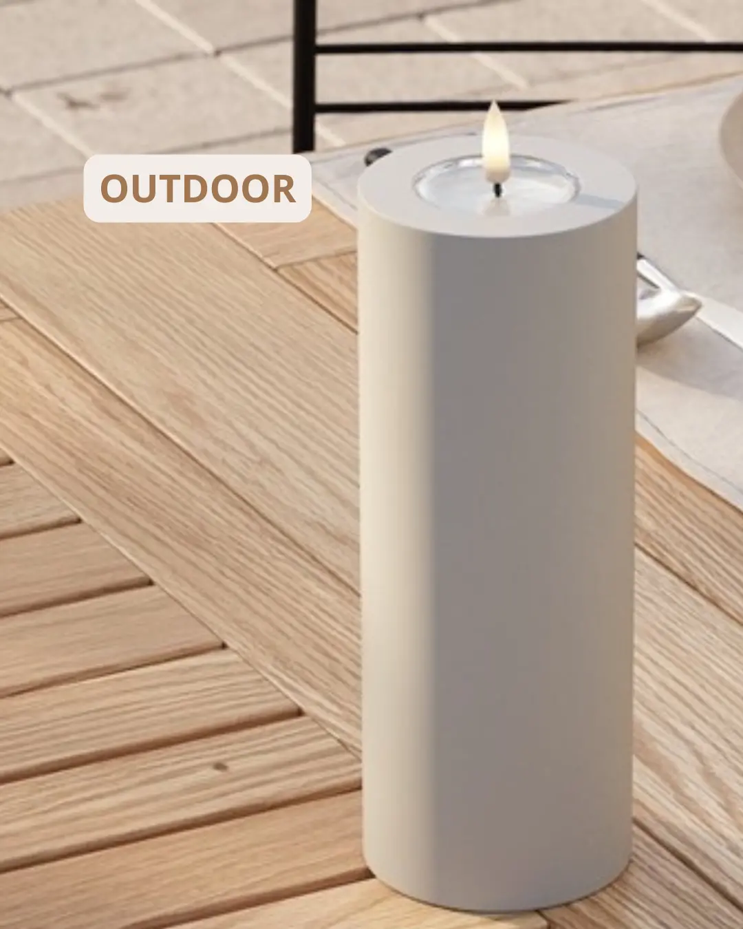 Outdoor Ledkaars - Zand 7.5X20cm 1
