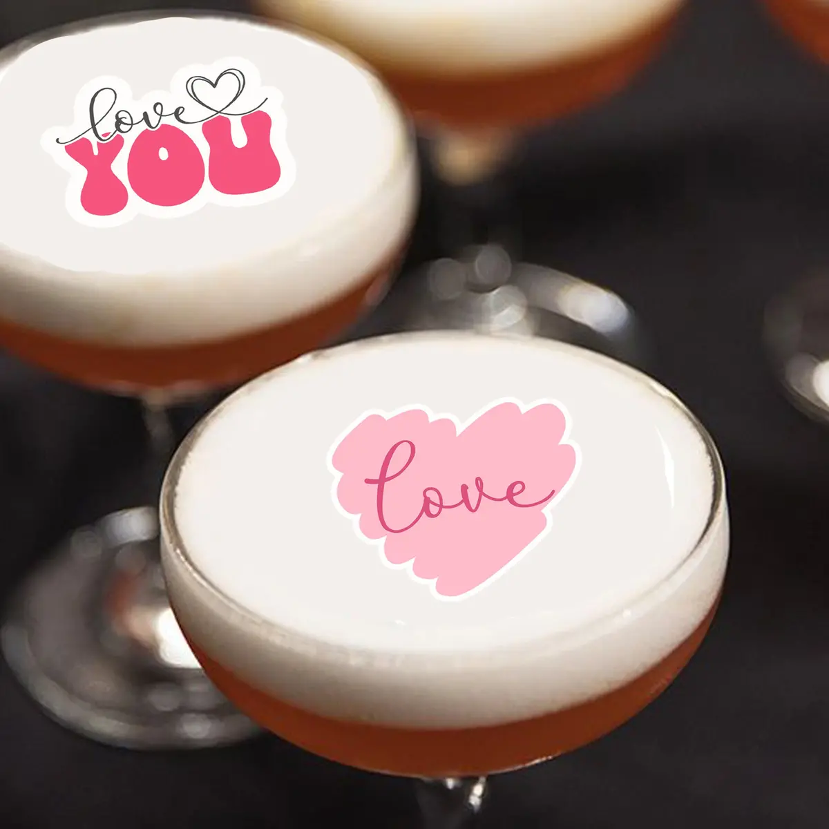 Valentines Day Love Custom Cutout Edible Cocktail Drink Toppers 1