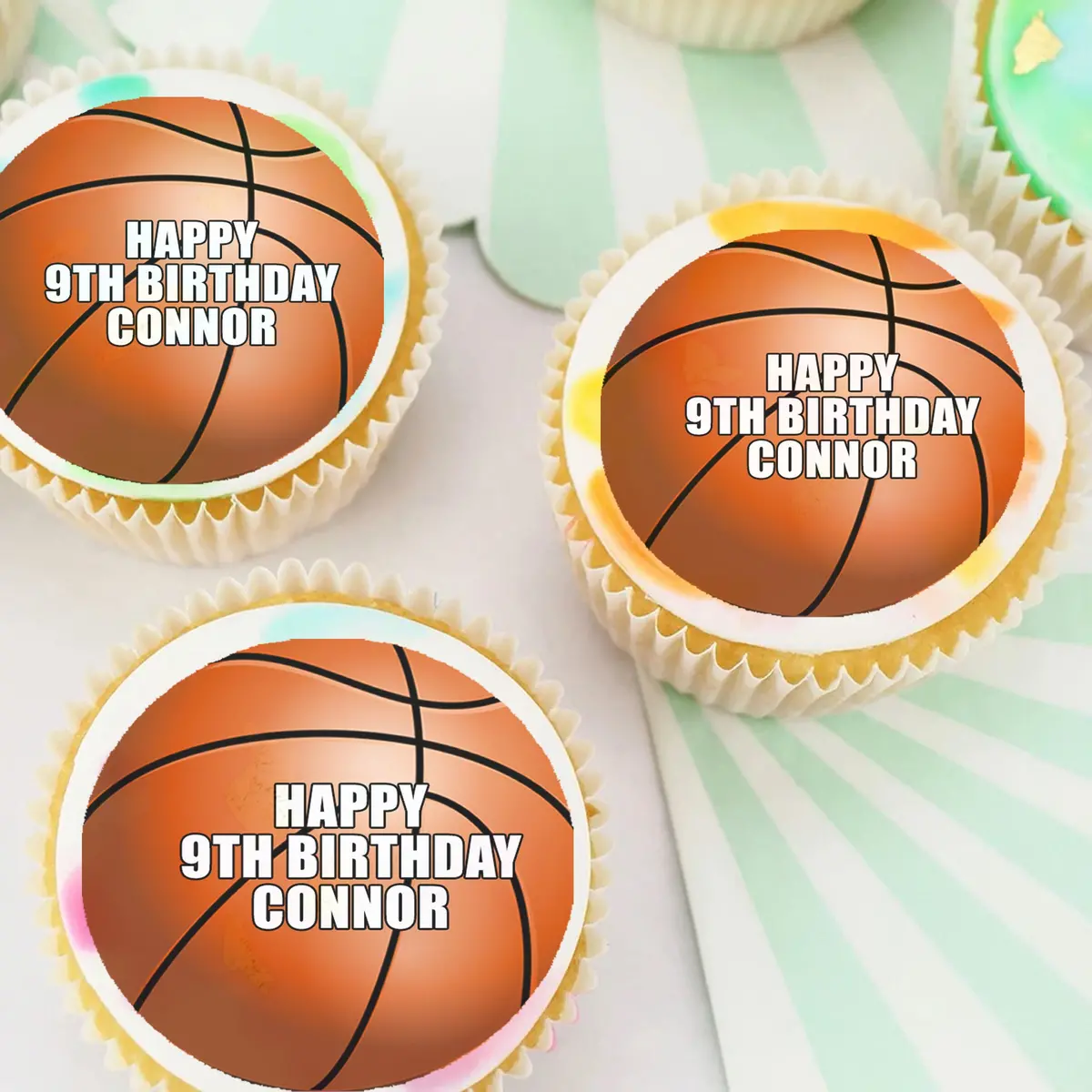 Basketball Sports Pre-Cut Edible Cupcake Or Cookie Toppers 1
