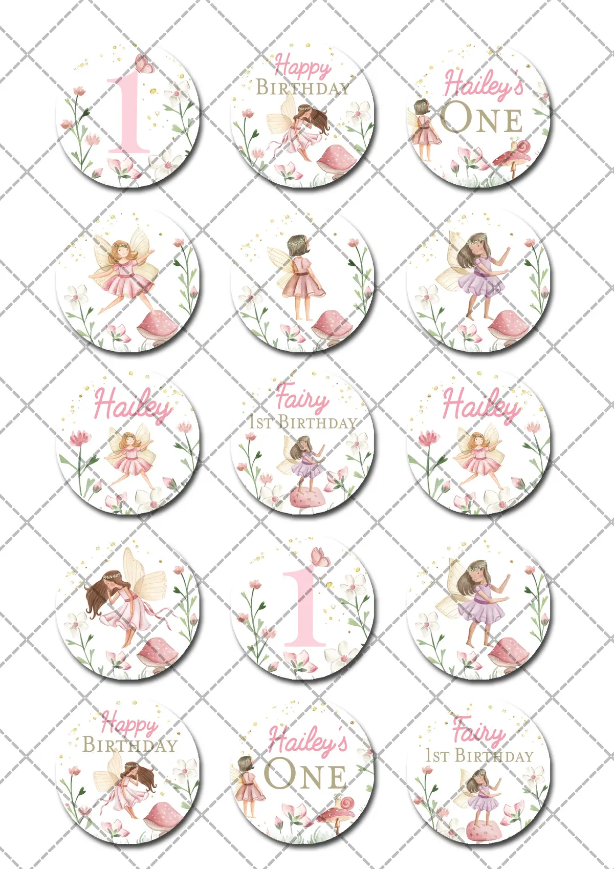 Cute Fairies Pre-Cut Edible Cupcake Or Cookie Toppers 2