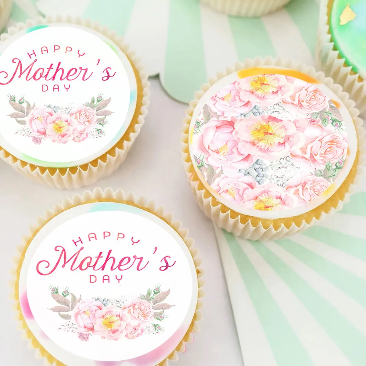 Mothers Day Pre-Cut Edible Icing Cupcake Or Cookie Toppers 1