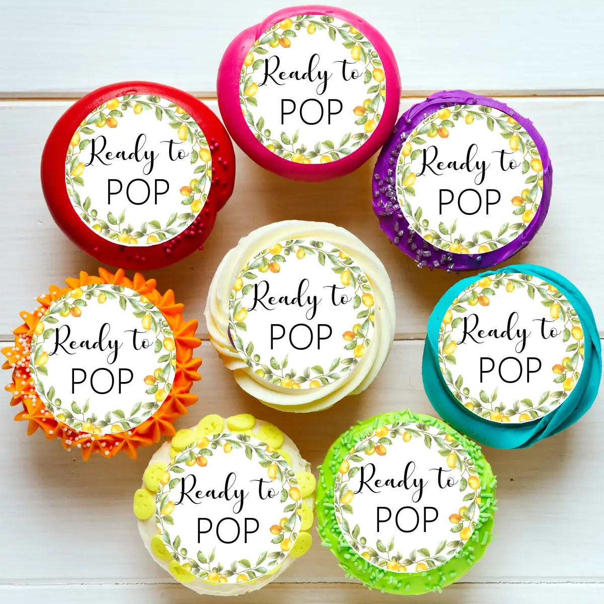 Ready To Pop Lemon Baby Shower Pre-Cut Edible Icing Cupcake Or Cookie Toppers 1
