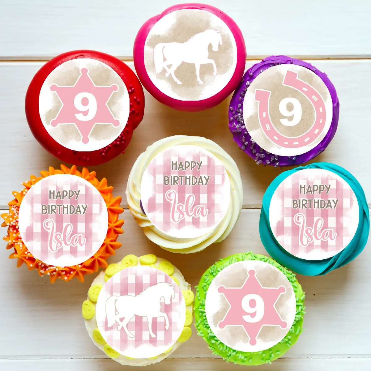 Horse Themed Pre-Cut Edible Cupcake Or Cookie Toppers 1